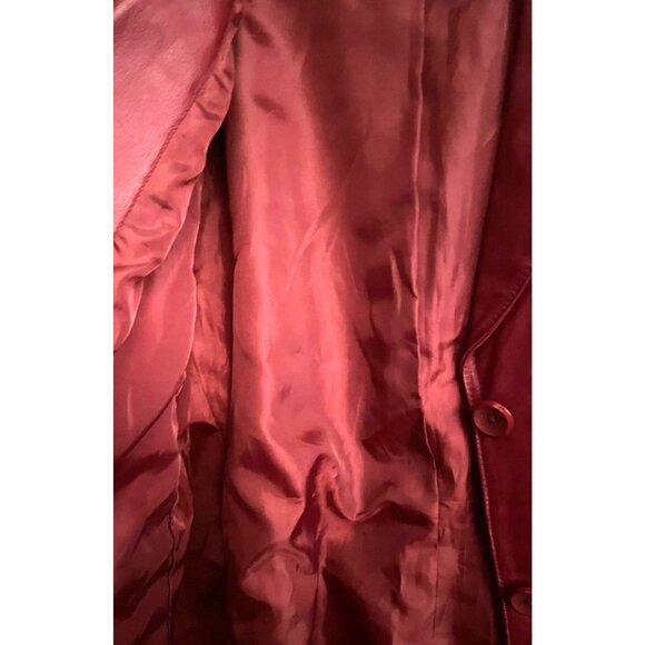 Worthington Womens Large Red 100% Leather Jacket Lined Button Up - Picture 13 of 16
